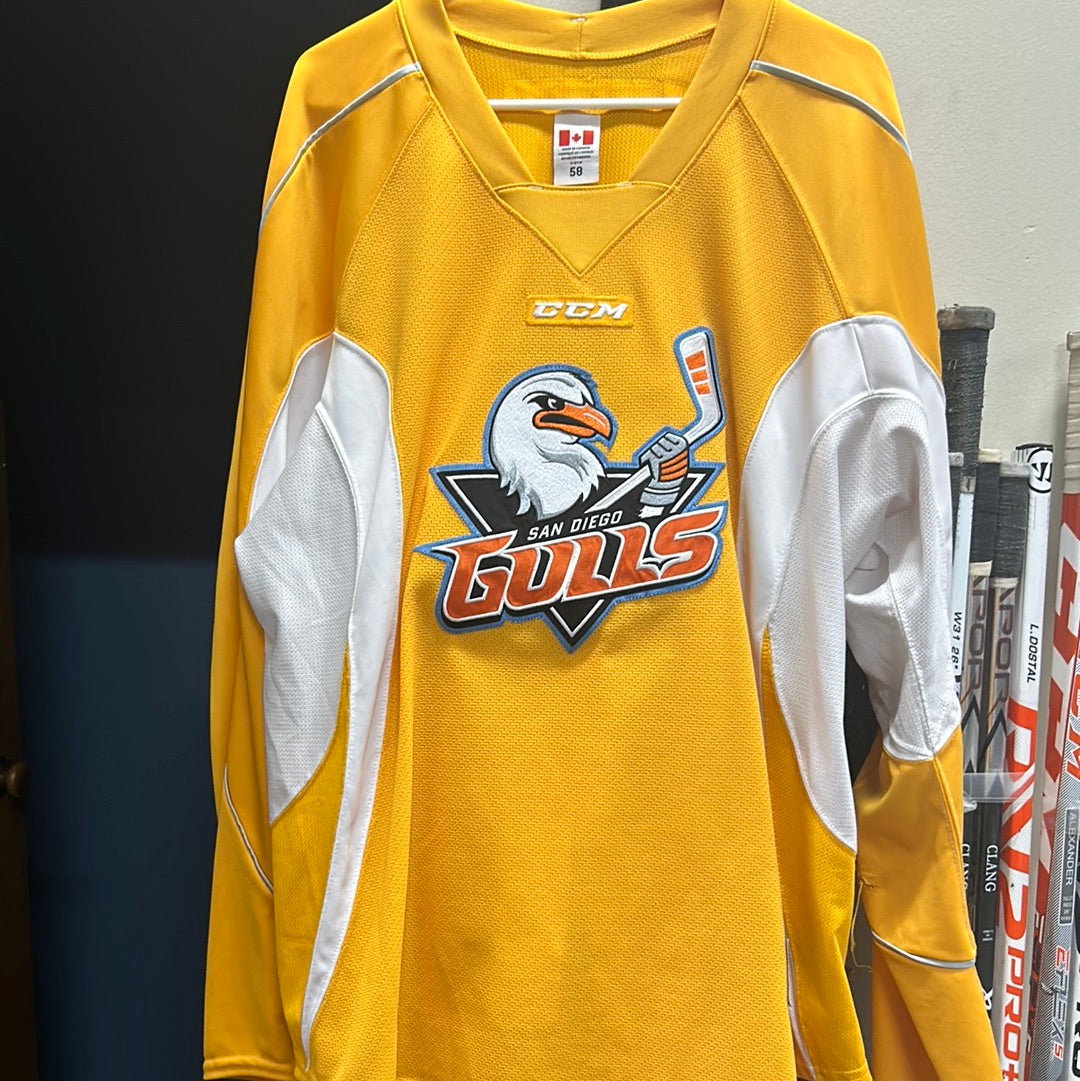 Used San Diego Gulls CCM Yellow Practice Jersey Never Made It Pro Stock