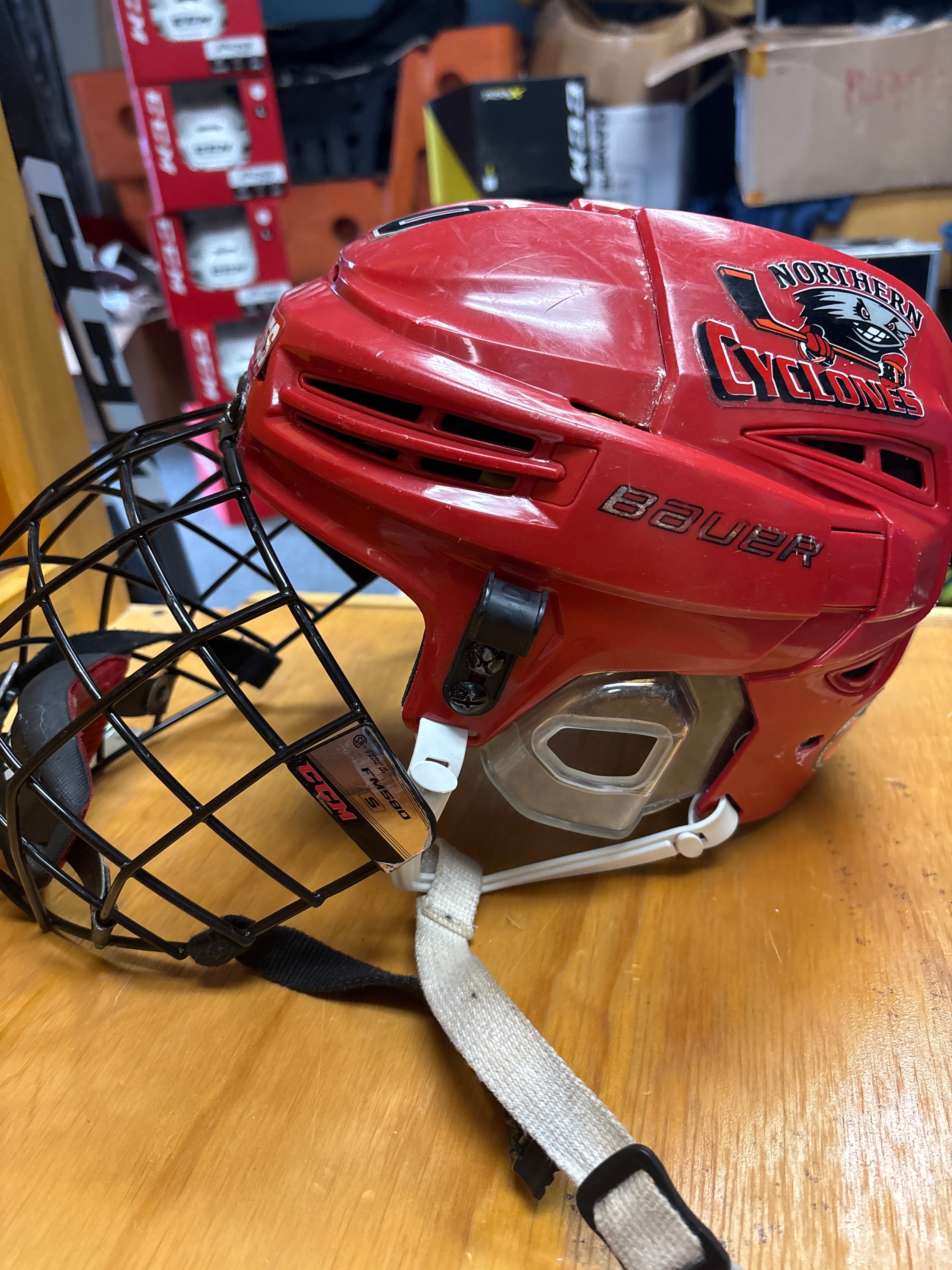 Northern Rider Helmet Used Bauer Northern Cyclones Reakt 100 Red Small Pro Stock Helmet ...
